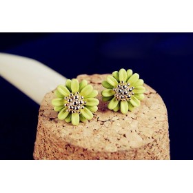 Daisy Green Gold Plated Stud Earrings